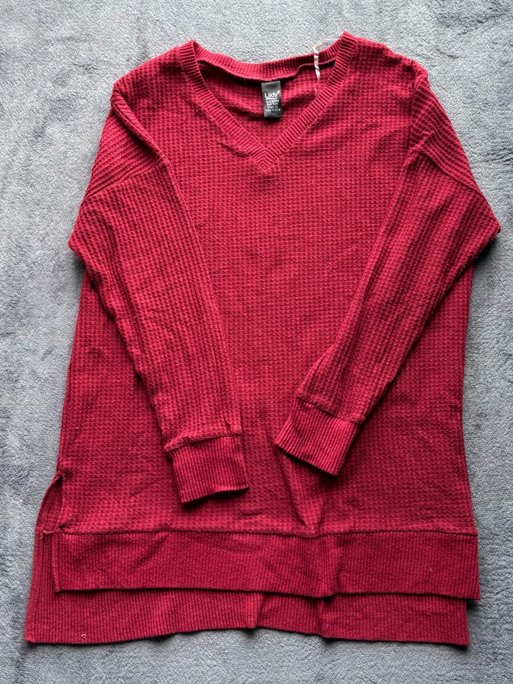 Wavy V-Neck Tunic Sweater